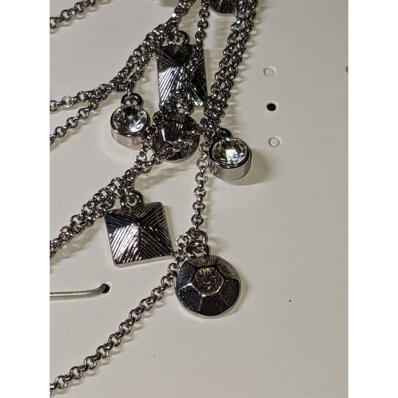 Lia Sophia 7-Strand Silvertone Crystal Beaded Chain Necklace NWT Christmas Gift - Picture 6 of 8